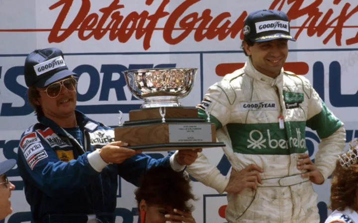 Italian driver Michele Alboreto win at the 1983 US Grand Prix in Detroit
