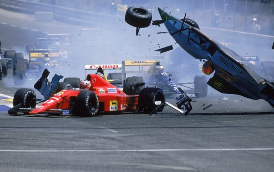 Mauricio Gugelmin's March Collides With Thierry Boutsen Williams 1989 French Grand Prix