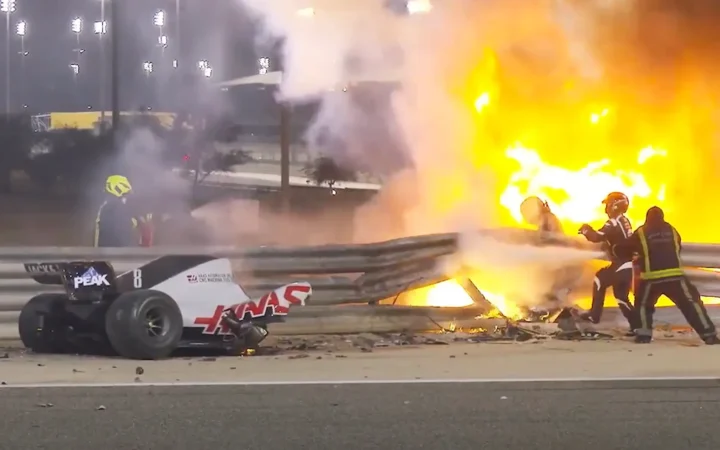 F1 Driver Romain Grosjean Survives After Car Explodes in Horrific Bahrain GP Crash