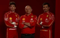 Charles Leclerc, Fred Vasseur and Carlos Sainz 2024 Ferrari Car Launch