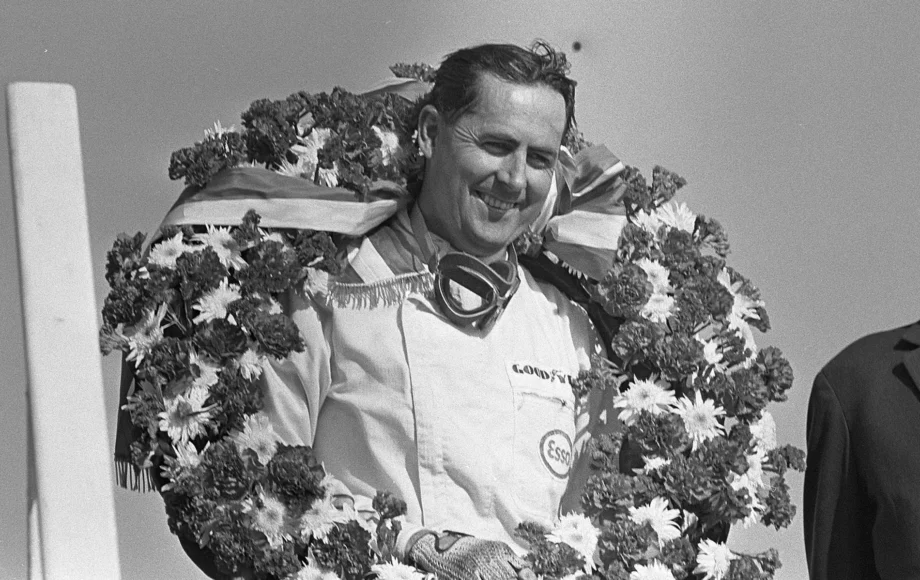 Jack Brabham after winning the 1966 Dutch Grand Prix at Zandvoort