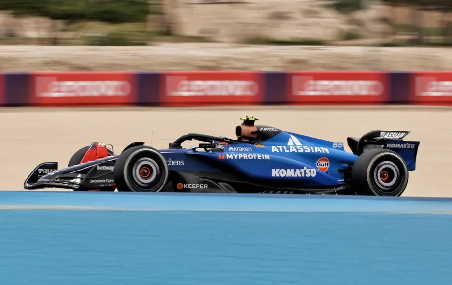 Carlos Sainz on track in the Williams during 2025 Pre-season Testing in Bahrain – Day Two