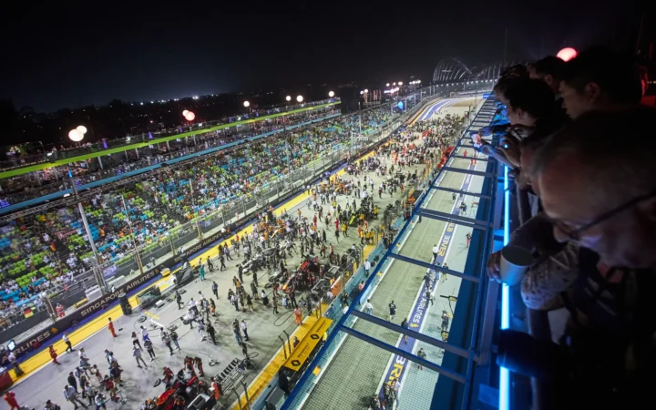 F1 Paddock Club overlooking track.