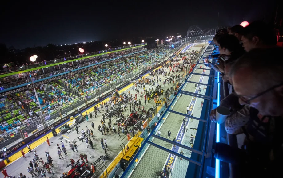 F1 Paddock Club overlooking track.